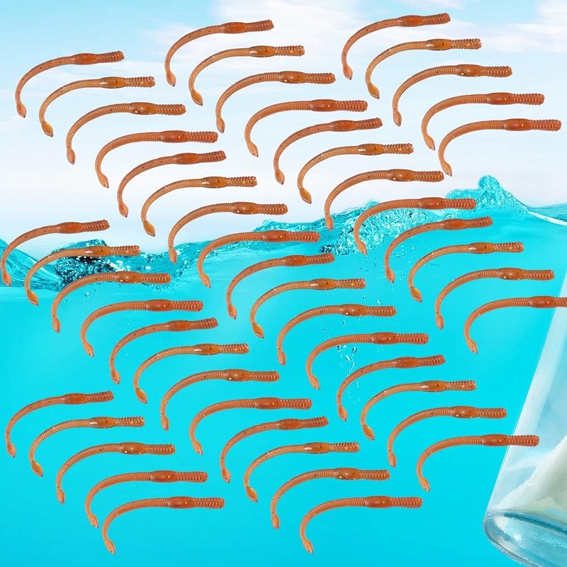 50pcs 77mm Soft Worm Fishing Lures Artificial Fishing Bait Tail