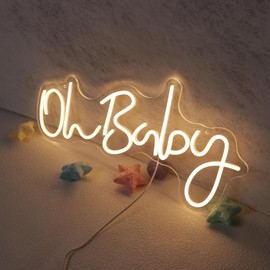 Oh Baby Neon Sign for Party, Large Size 21.7x10 Inch Neon letter Signs for Wall Room Backdrop Decoration (warm white)