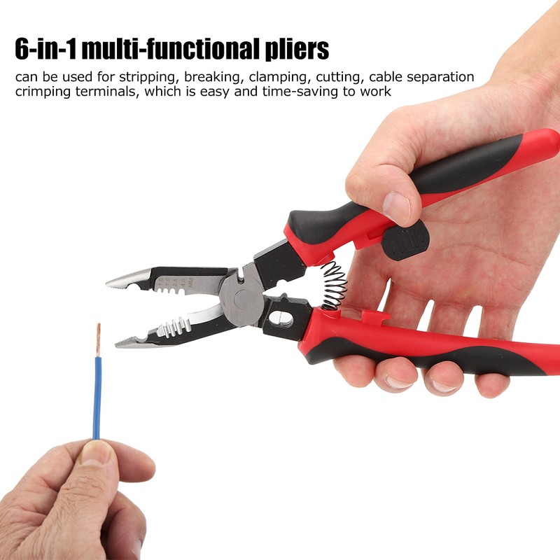 6 in 1 Steel Wire Stripper MultiFunctional Crimping Pliers Cutter