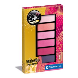 Clementoni 18817 Crazy Chic Teen Eyeshadow: Pink Power Eyeshadow Makeup Safe and Hypoallergenic Cosmetic Set for Girls, 9 Years, Easy to Wash with Water, Multi-Colour