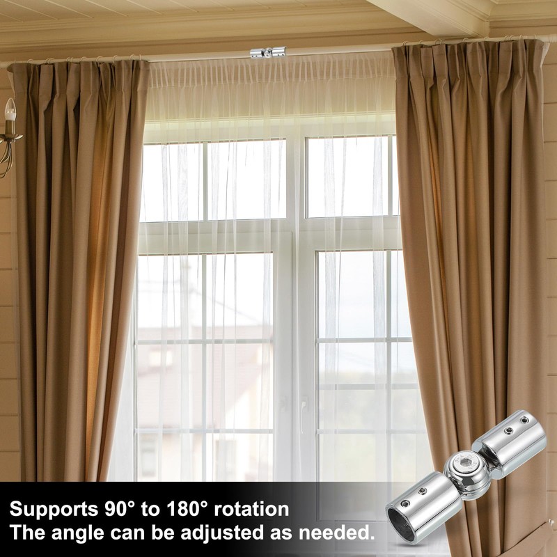 PATIKIL Window Corner Curtain Rod Connector, 2 Pcs Adjustable Curtain