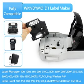 Meritom 3X Compatible Dymo Label Tape for Dymo D1 Label Tape 45013 S0720530 12mm x 7m for Dymo Label Maker Refills with Dymo LabelManager 160 210D 280 420, LabelPoint 150 250 Labels, Black on White