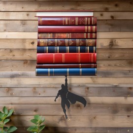 getDigital Superhero Bookshelf - Small Wall-Mounted Metal Shelf for Comic Book Fans - Black, 21,3 x 21 x 15 cm