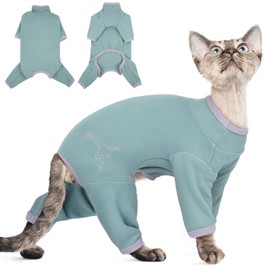 Cat Hair Sticky Onesie, Onesie Post Surgery Post Surgery Cat Suit with Legs Overgrooming Suit(Bean Green, 2XL)
