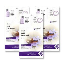 이노페이스 달팽이 3스텝 마스크팩 10장 /앰플+마스크팩+나이트크림 Inoface Snail 3-Step Mask Pack 10 Sheets / Ampoule + Mask Pack + Night Cream
