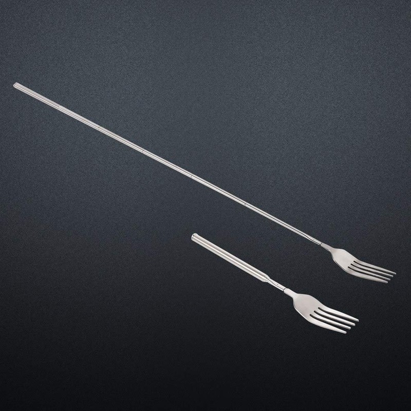 Extendable Fork, Stainless Steel BBQ Telescopic Forks, 8.7-25.4Inch Dessert Fork