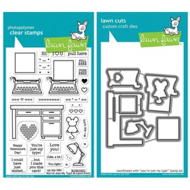 Lawn Fawn You're Just My Type 4"x6" Clear Stamp and Coordinating Custom Die Set, 2 Item Bundle (LF2165, LF2166)