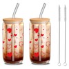 Yetene 2 Pack Hearts Iced Coffee Cups 16 oz Valentine's