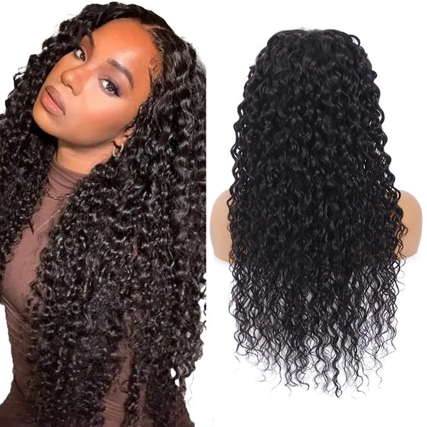 Real Hair Wig Human Hair Wig Lace Frontal Wig Can Be Dyed And Bleached Water Wave 13 x 4 Free Part Lace Front Wig With Baby Hair Glueless Wig 130% Density 9A Brazilian Virgin Hair Wig 28 Inches