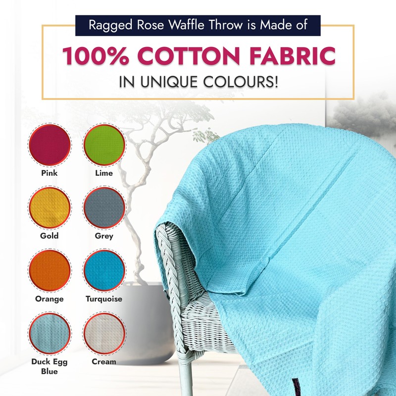 Ragged rose throw, cotton, waffle pattern, 100% cotton, 130 x
