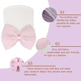 upeilxd Newborn Baby Hat Infant Caps Baby Boy Girl Toddler Hospital Hats Bow Double Layer Knit Beanie Cap for 0-3 Months (3 Pcs Bow Hats)