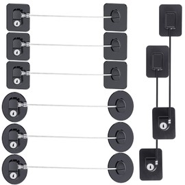 8 Pieces Refrigerator Locks for Children Adults with 10 Keys, Fridge Lock, Freezer Door Safety Cabinet Lock and Child Safety Cabinet Locks with Strong Adhesive (Black)