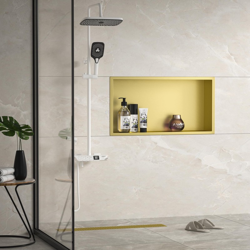 Bernkot Stainless Steel Shower Niche 24" X 12" Gold No