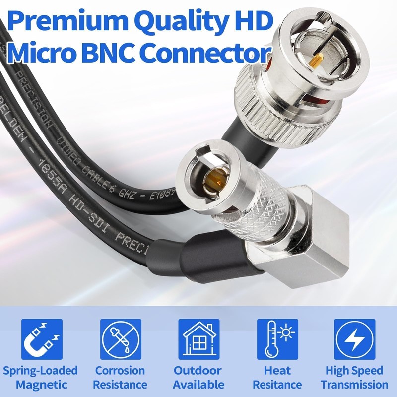 Superbat Belden 3G/6G Micro HD BNC Angle Plug to BNC