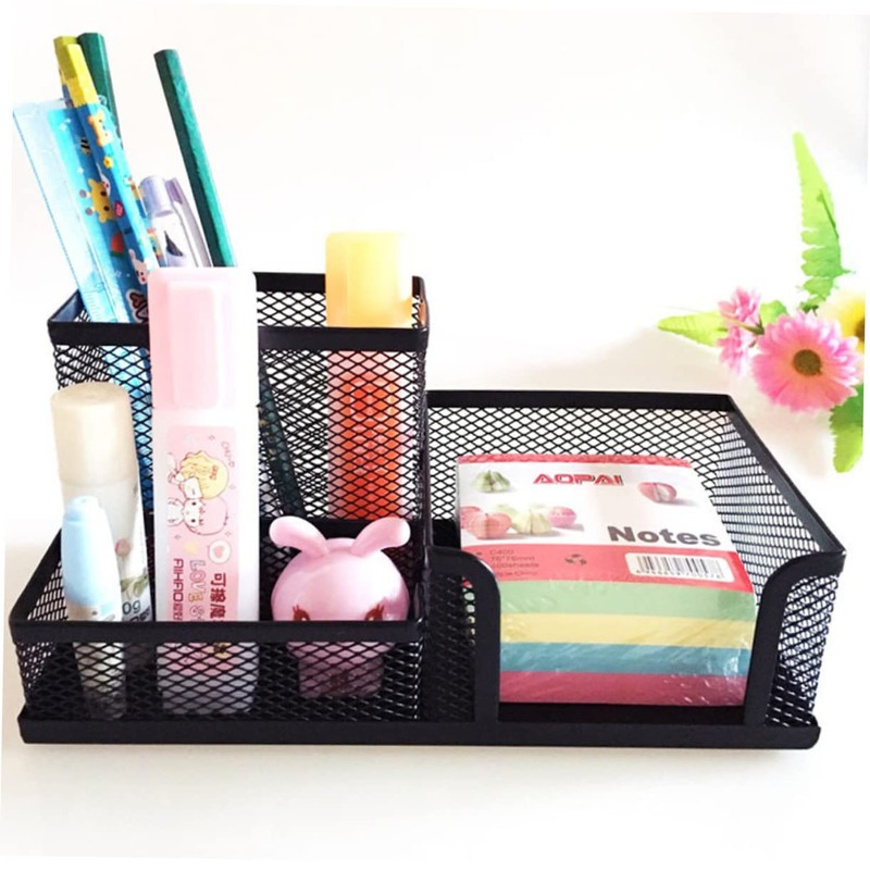 DOITOOL Metal Mesh Desk Organizer Compartment Storage Case for Office