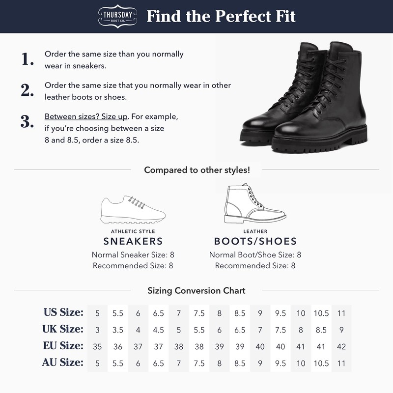 Thursday Boot Company Women's Lace up Leather Combat Boots, Black,