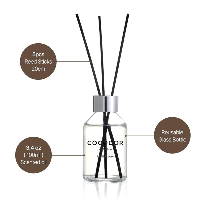 COCODOR Classic Reed Diffuser/Black Cherry/3.4oz(100ml)/1 Pack/Home Fragrance Scent Essential Oil
