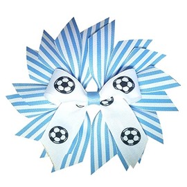 Stripes Flower with Soccer, Made in the USA. White Pony Band (Light Blue)