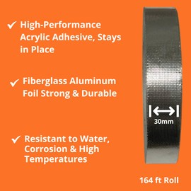 Aluminum Polycarbonate Tape | Heavy-Duty Waterproof Sealing & Insulation Tape | Strong Adhesion, UV & Heat Resistant | Ideal for Greenhouses, Roofing & Outdoor Repairs - 164 ft Roll (30mm)