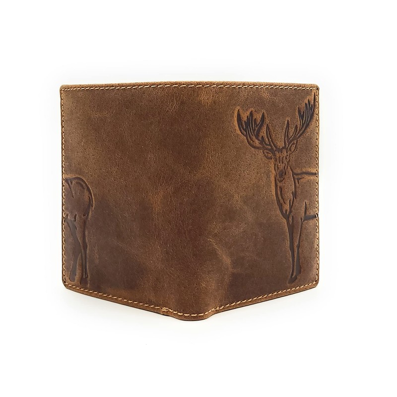 Lemasi Genuine Leather Wallet for Men, Natural Hunter Leather with