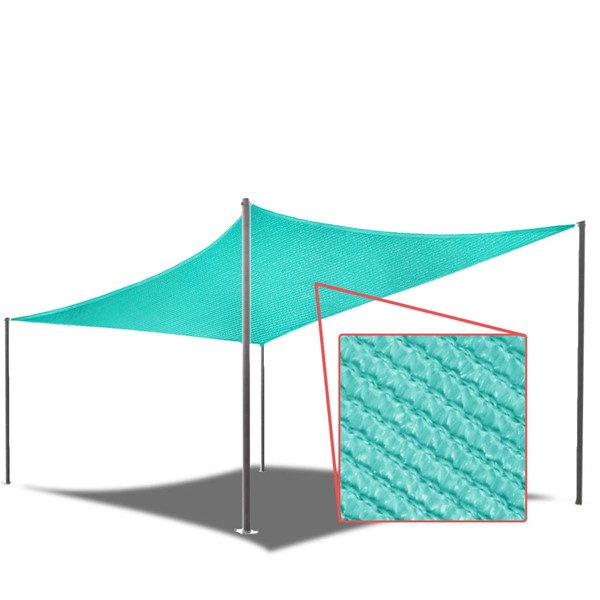 E&K Sunrise 16'x 20'Turquoise Green Rectangle Sun Shade Sail Outdoor Shade Cloth UV Block Fabric,Curve Edge-Customized
