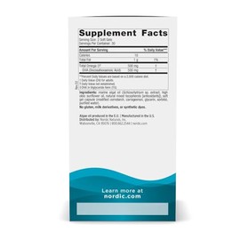 Nordic Naturals | Suplemento Alimenticio Omega‑3 de Alga | Algae DHA | 500 mg DHA por Porción (2 Cápsulas) | 60 Cápsulas Blandas | Vegano | Non‑GMO | Sin Gluten | Sin Lácteos | Sabor Neutro