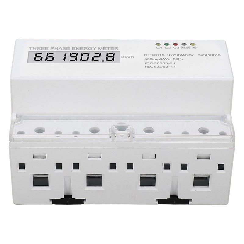 3 Phase Energy Meter DIN Rail Mount Electricity Usage Monitor