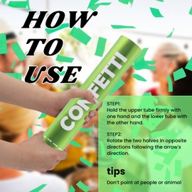 Confetti Cannon Green Biodegradable Confetti Poppers 12Pack Party Poppers Confetti Shooters Green Confetti Sticks for Wedding Graduation Engagement Anniversary Bridal Shower Valentines Day Birthday