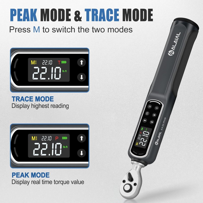 ALAIAL 1/4" Drive Digital/Electronic Torque Wrench Set 0.4-22.1 Ft.Lb