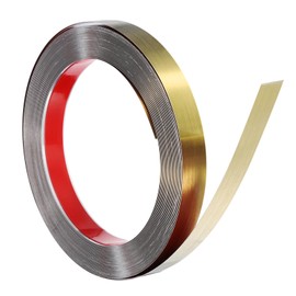 uxcell Stainless Steel Wall Molding Trim, 32.8 ft x 0.8 Inch Peel and Stick Metal Decoration Strip for Ceiling Wall Tile Mirror Edge, Brushed Gold