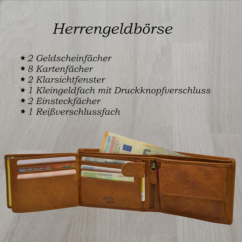 flevado Full Leather Wallet with RFID Protection Film Motorcycle Biker