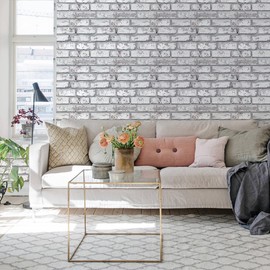 COMSTICKC 3D Faux Brick Wall Panel, Peel and Stick Brick Tiles, 10 Pcs of 12"X12", Small Size Thin PVC Brick Adhesive Fake Brick Paneling Brick Backsplash Background, Retro White