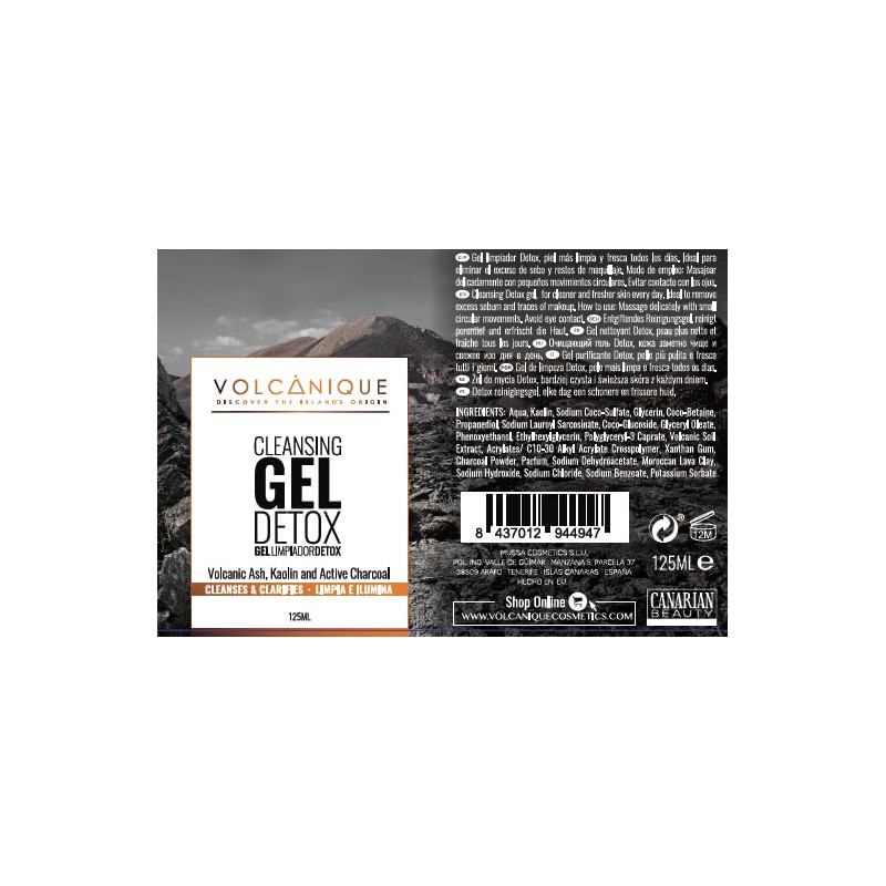 Vulcanique Detox Cleansing Gel with Activated Carbon, Kaolin and Volcanic