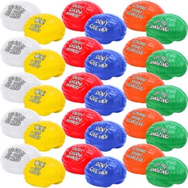 Poen 30 Pack Brain Stress Balls Bulk Motivational Stress Balls Inspirational Quotes Small Anxiety PU Exercise Pressure Toys for Relief Encouraging(Large)
