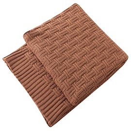 TREELY 100% Cotton Knitted Throw Blanket Couch Cover Blanket(50 x 60 Inches, Brown)
