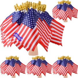 Zoblise Small American Flags on Stick: 1000 Pcs 4x6 Inches Small US Flags Bulk Wooden Stick Handheld, Mini American Flags for Outside, Presidents Day, Veterans Day Patriotic Decoration