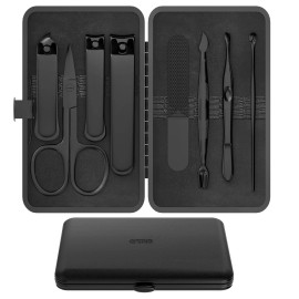 Ofidus Best 8 Pieces Mens Nail Grooming Travel Kit, Stainless Steel Manicure Set with