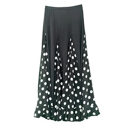 Flamenco Dance Skirt Black with White Dots, black/white
