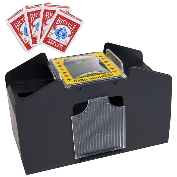 Brybelly 4 Deck Card Shuffler with 4 Decks of Bicycle Cards