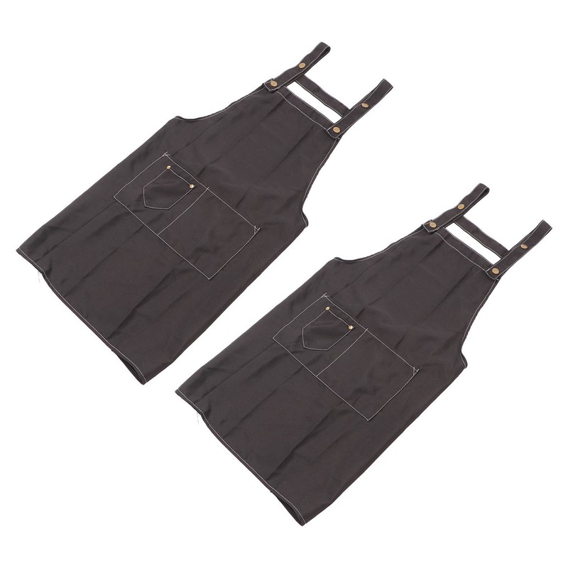 2 Pcs Black Cotton Apron Kitchen Breathable Oil Resistant Apron