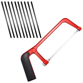 Adjustable Angle Mini Hacksaw for Plastic, Wood, PVC Cutting - 20cm Blade Length, Lightweight and Durable for Beginners and DIY Projects (Red)