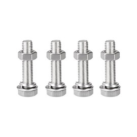 4Pcs M8 x 45mm Stainless Steel Bolt Kit - Hex Head Screws with Nuts & Washers for Bike/Motorcycle/Garden DIY Repairs, Fully Threaded Rust-Resistant Hardware Set