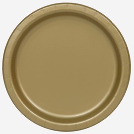 Unique 33252EU Eco-Friendly Paper Plates-23 cm-Gold Colour-16 Count (Pack of 1), Pack of 16