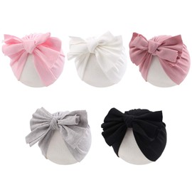 Baby Girl Turban Hat 5 Pieces Cotton Infant Girls Headwraps Toddler Hats 0-3 T