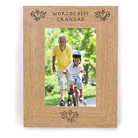 Worlds World's Best GRANDAD 6x4 6 x 4 Picture Photo Frame Gifts for Birthday From Grandkids Grandson Granddaughter Brown