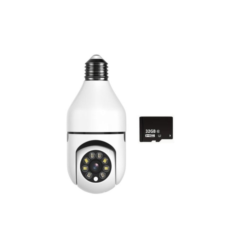 Hiseeu 2.4G WIFI Wireless Light Bulb Security Camera with SD