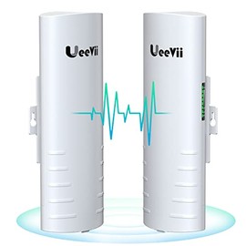 Wireless Bridge,UeeVii CPE-452 Point to Point 5.8G Long Range Outdoor WiFi CPE with 14DBi High-Gain Antenna,24V PoE Adapter,2 LAN Port,for Network and Surveillance Range Extension,2-Pack