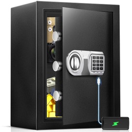 2.8 Cu Ft Safe for Home Documents, Digital Security Safe Box with LED Sensor Light & Emergency USB-C Cable, Removable Shelf for Money Jewelry Valuables
