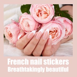 Short Almond Tips - 240Pcs French Tip False, Oval Press On with Glue - White Tip Fake Kit, 12 Sizes Full Cover Stick On for Manicure & Nail Art Decor