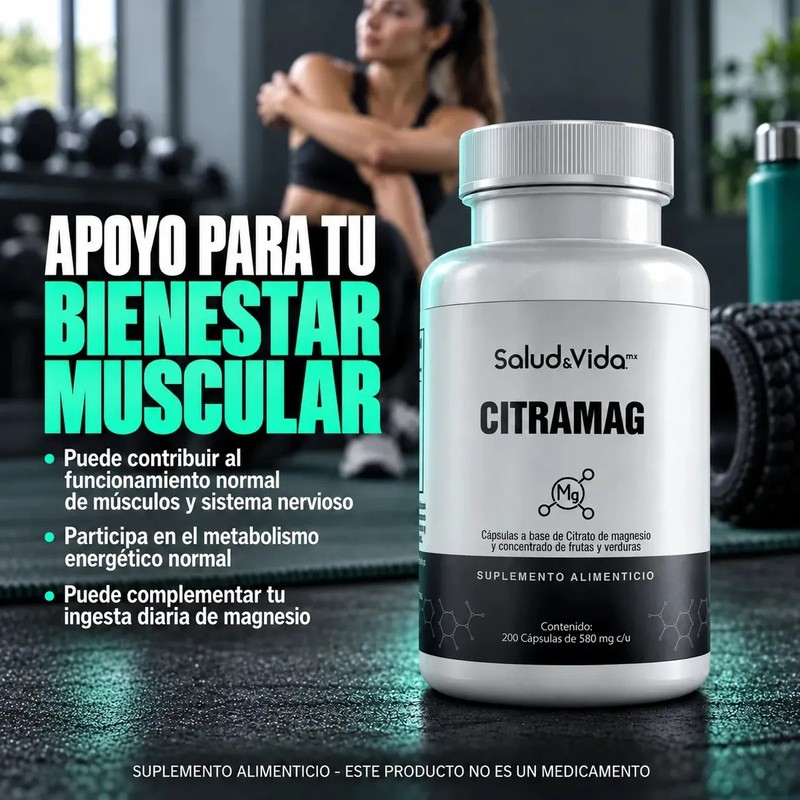 Citrato de Magnesio 200 Cápsulas de 500 mg Citramag SaludVida